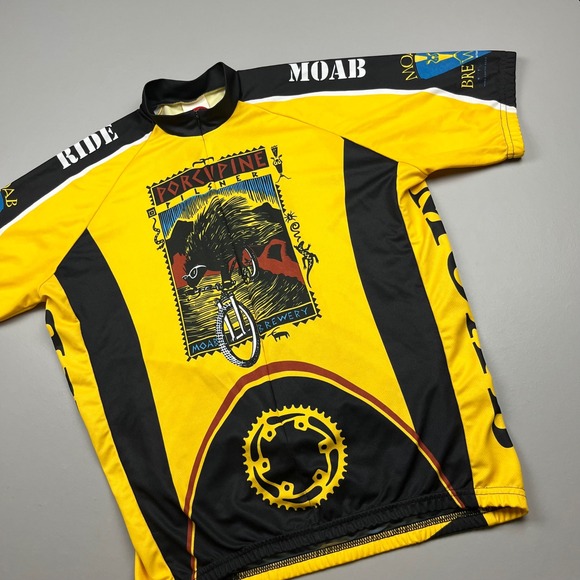 World Jerseys Other - World Jerseys Cycling Jersey Mens XXL Yellow Moab Brewery Porcupine Pilsner Beer